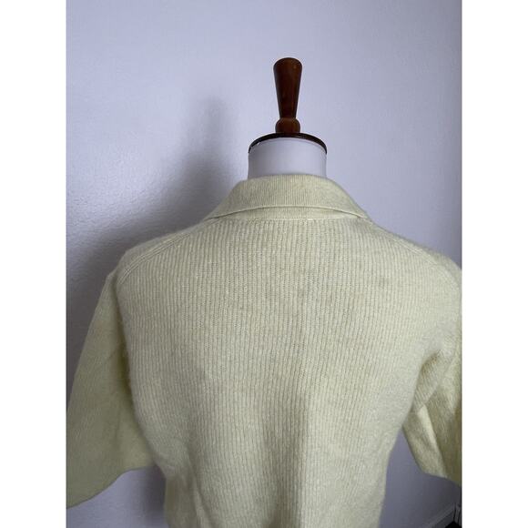 & Other Stories Sweater Collard Cropped Ribbed Wool Blend Yellow - Picture 6 of 10